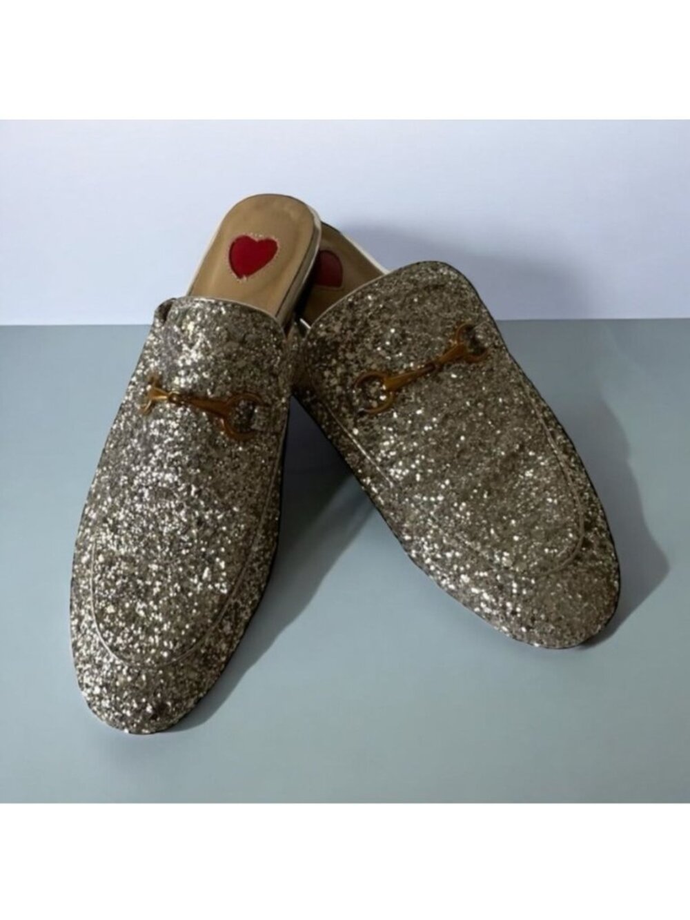 ARQA Womens Silver Glitter Loafer Mules Size 36/6